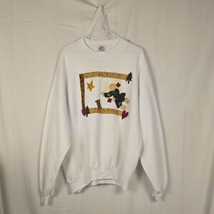 Jerzees White Sweatshirt with Festive Design Size 2X